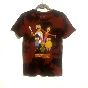 Bob’s Burgers Graphic Character Tie Dye Style Burgundy Black Novelty Tee Sz S
